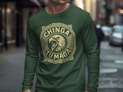 Chinga Tu Madre Eagle Print Long Sleeve Shirt