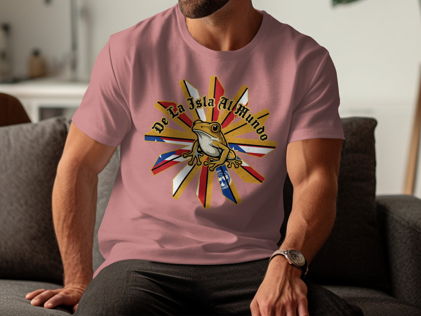 De La Isla Al Mundo Flag Frog Graphic T-Shirt