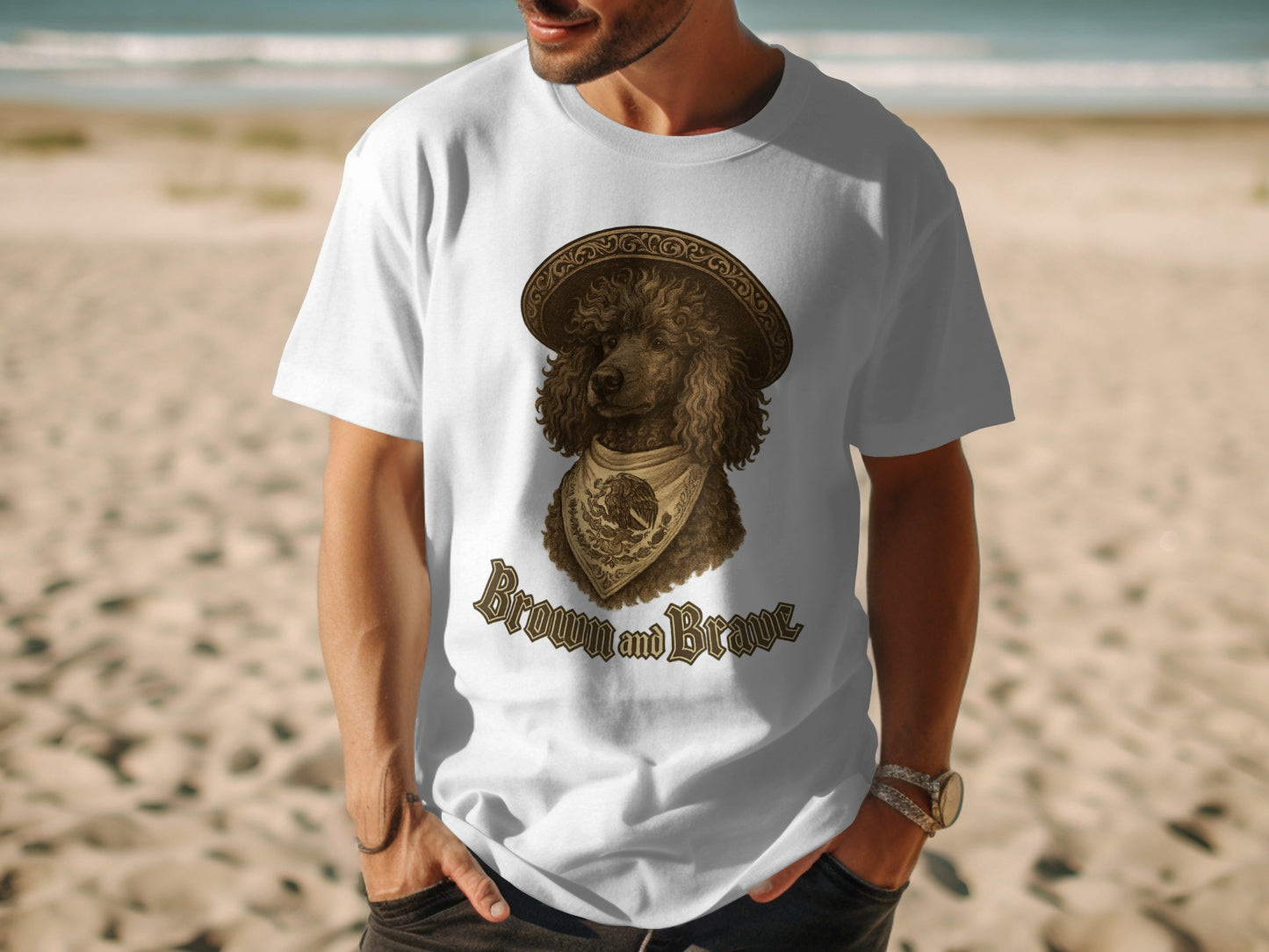 Brown and Brave Poodle Graphic Design T-Shirt product