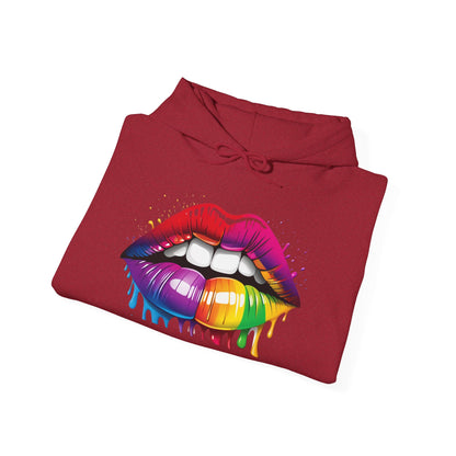Pride hoodie Rainbow Dripping Lips Hoodie | Unisex Sweatshirt for Pride, LGBTQ+ Events, Casual Wear, Gift Idea, Vibrant Streetwear