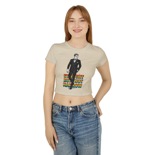 Straight But Not Narrow Women's Baby Tee - Pride & Inclusivity Statement Shirt