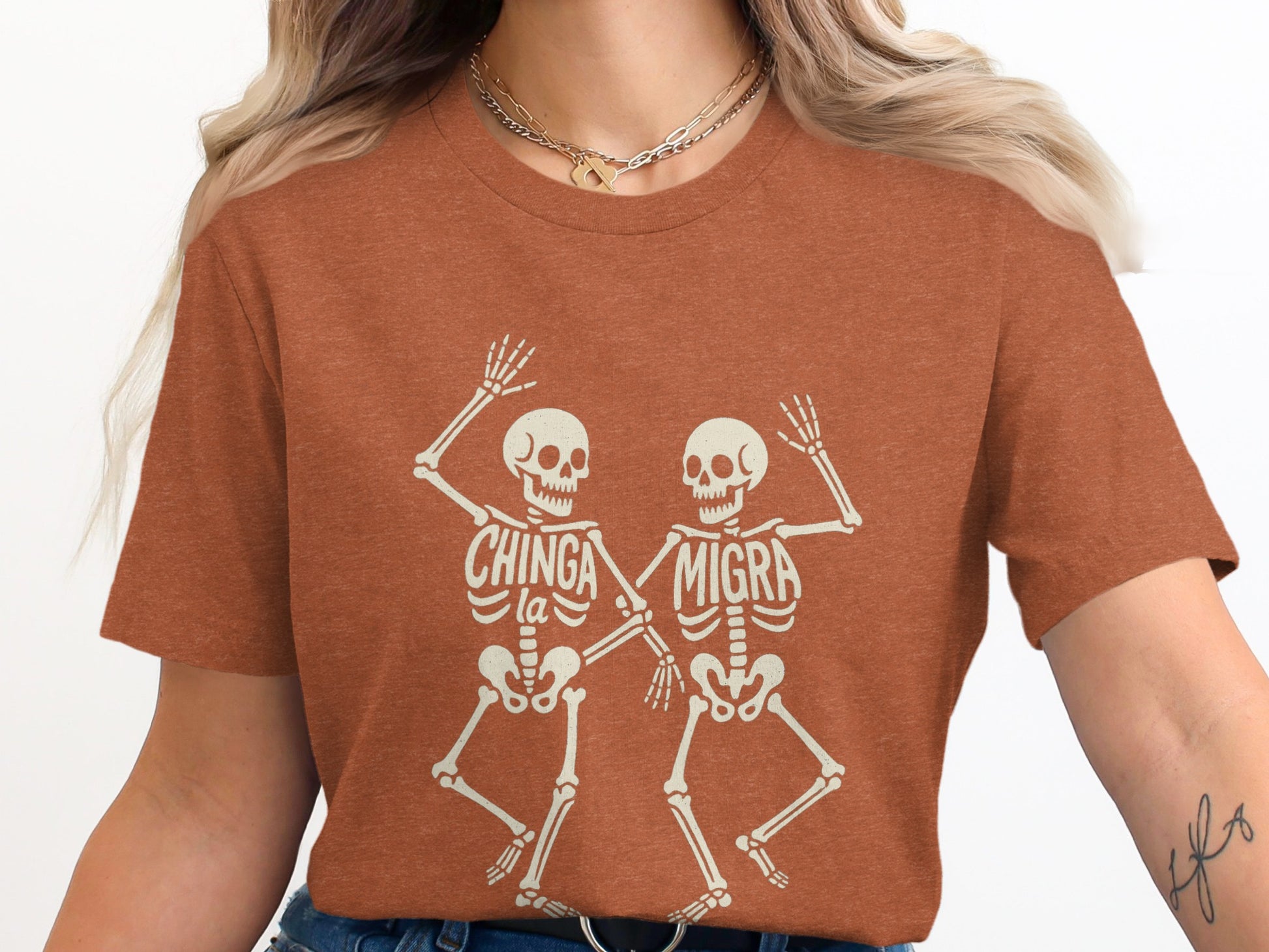 Chinga la Migra Skeletons Graphic T-shirt product