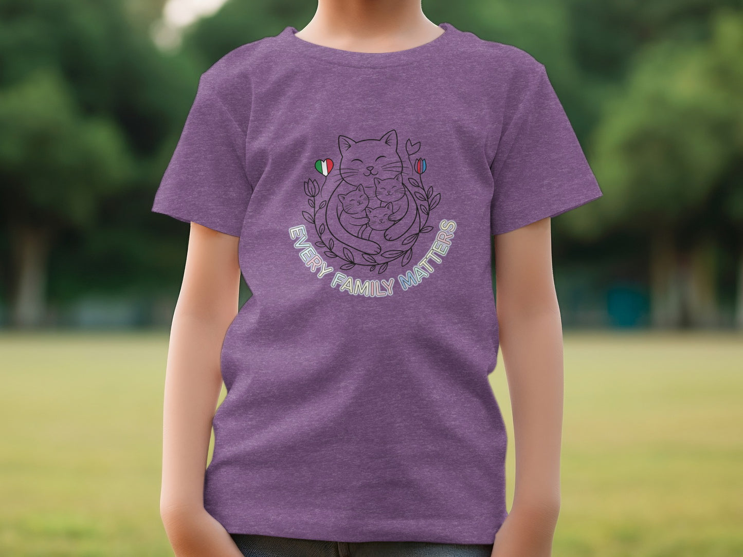 Every Family Matters Cat Design T-shirt