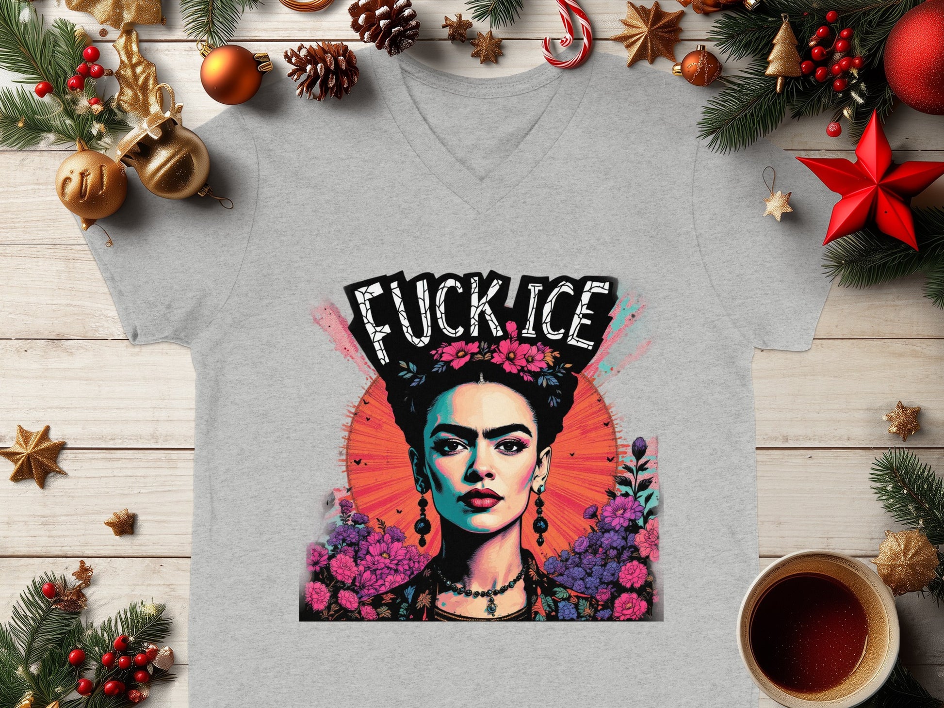 Vibrant Artistic Graphic F*** ICE Statement Shirt