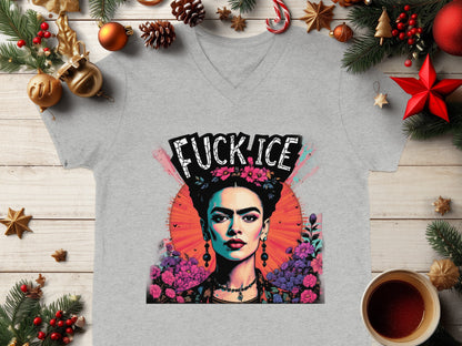 Vibrant Artistic Graphic F*** ICE Statement Shirt