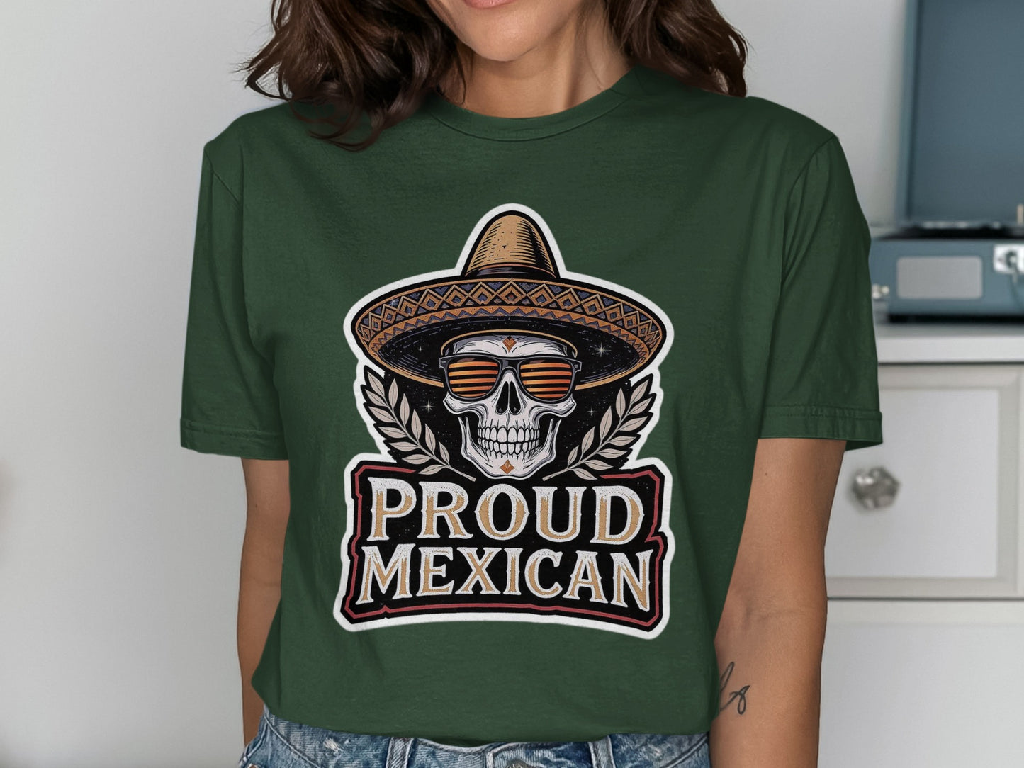 Proud Mexican Skull Design Graphic Tee product