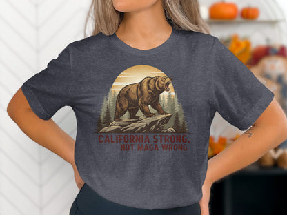 California Strong Hot Maga Wrong Bear Graphic T-Shirt product