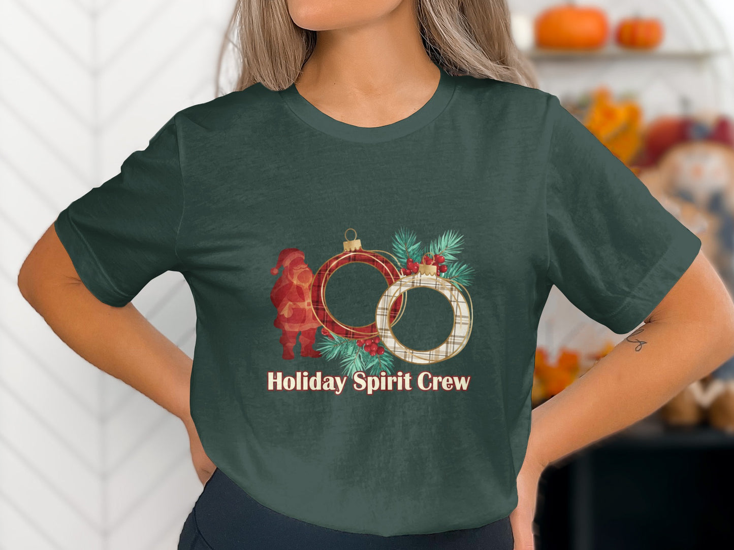 Holiday Spirit Crew Festive Graphic T-Shirt