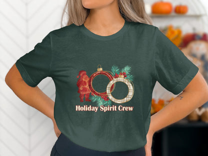 Holiday Spirit Crew Festive Graphic T-Shirt