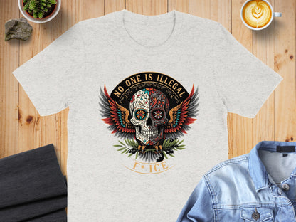 No One Is Illegal Skull Design Statement T-shirt product type