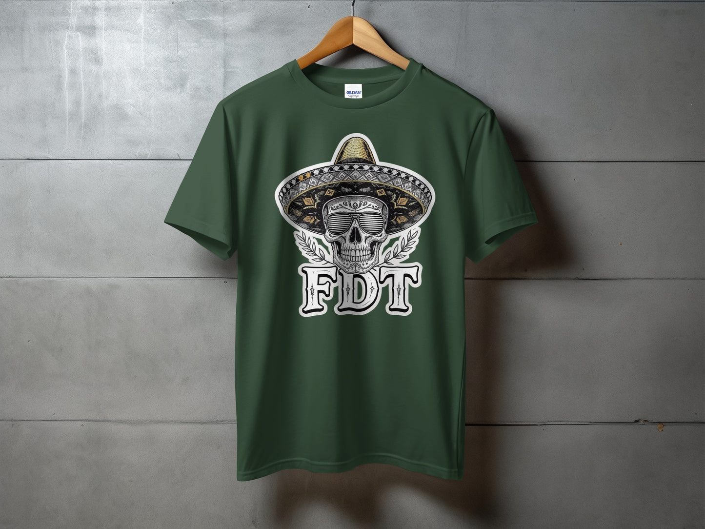 FDT Graphic T-shirt with Skull Wearing Sombrero product type
