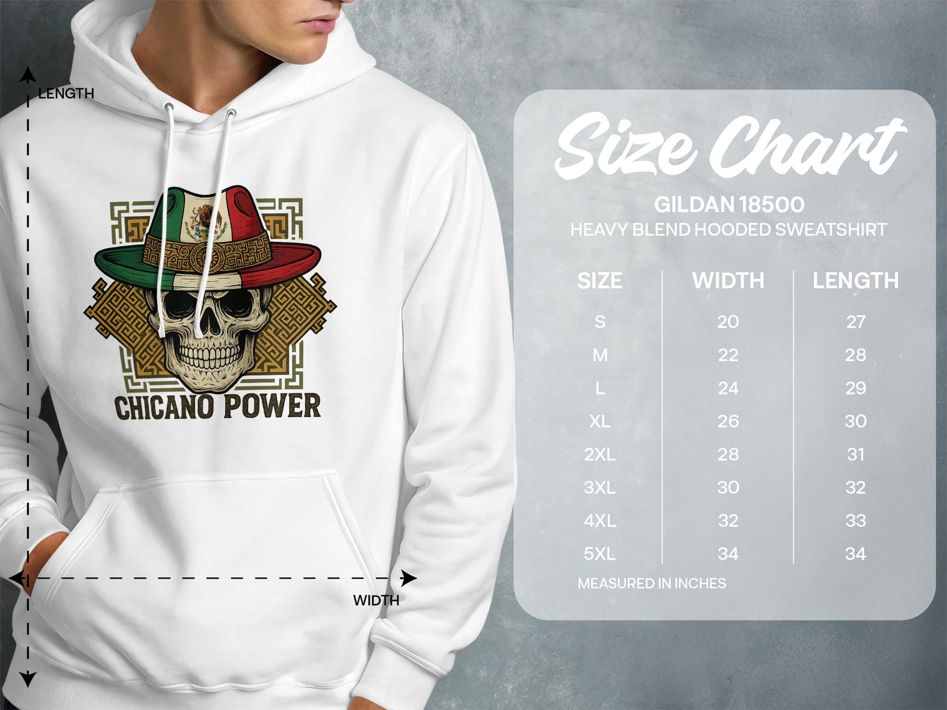 Chicano Power Skull Hat Graphic Hooded Sweatshirt