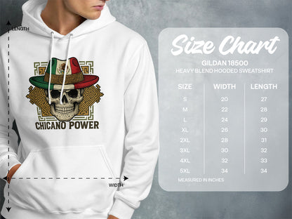 Chicano Power Skull Hat Graphic Hooded Sweatshirt