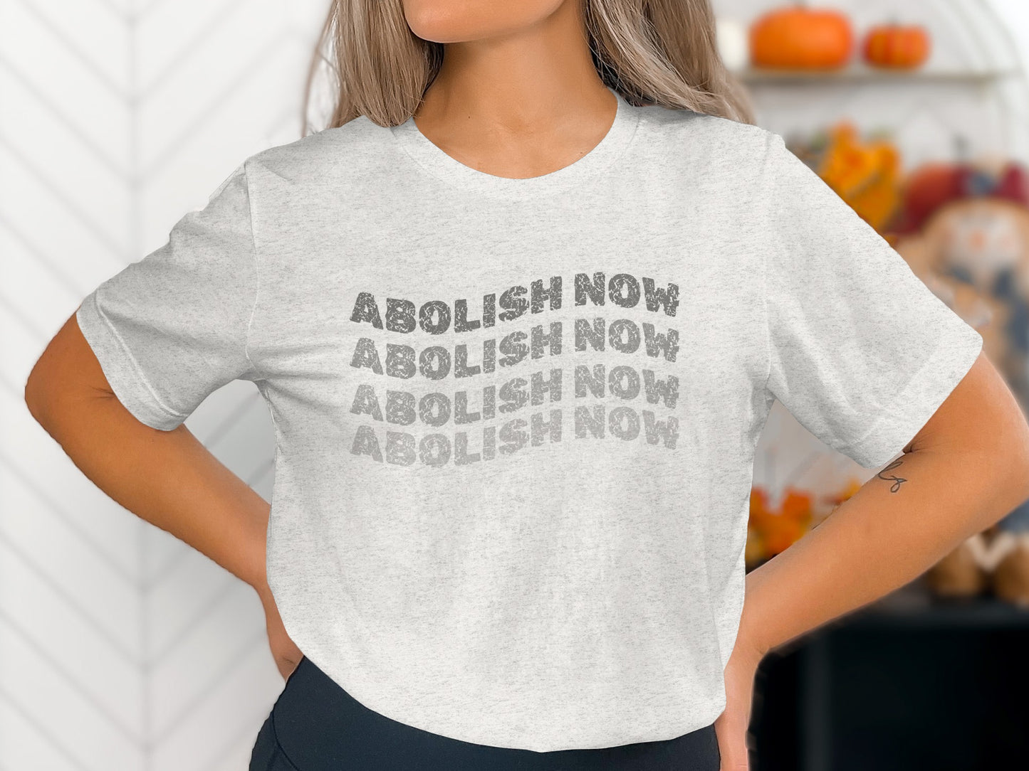 Abolish Now Repeated Print Statement T-shirt