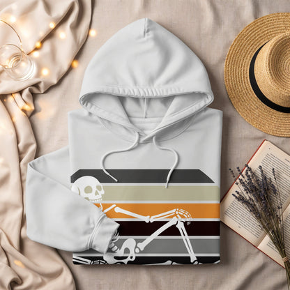 Retro Striped Skeleton Design Unisex Hoodie product