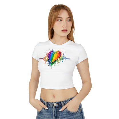 Pride baby tee Pride Heart Women's Baby Tee - Colorful Pulse Design for LGBTQ+ Celebration