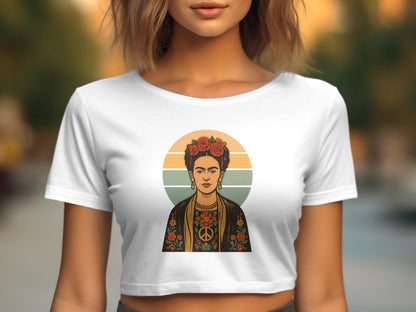 Frida Kahlo Graphic Crop Tee Shirt Artistic Clothing Product