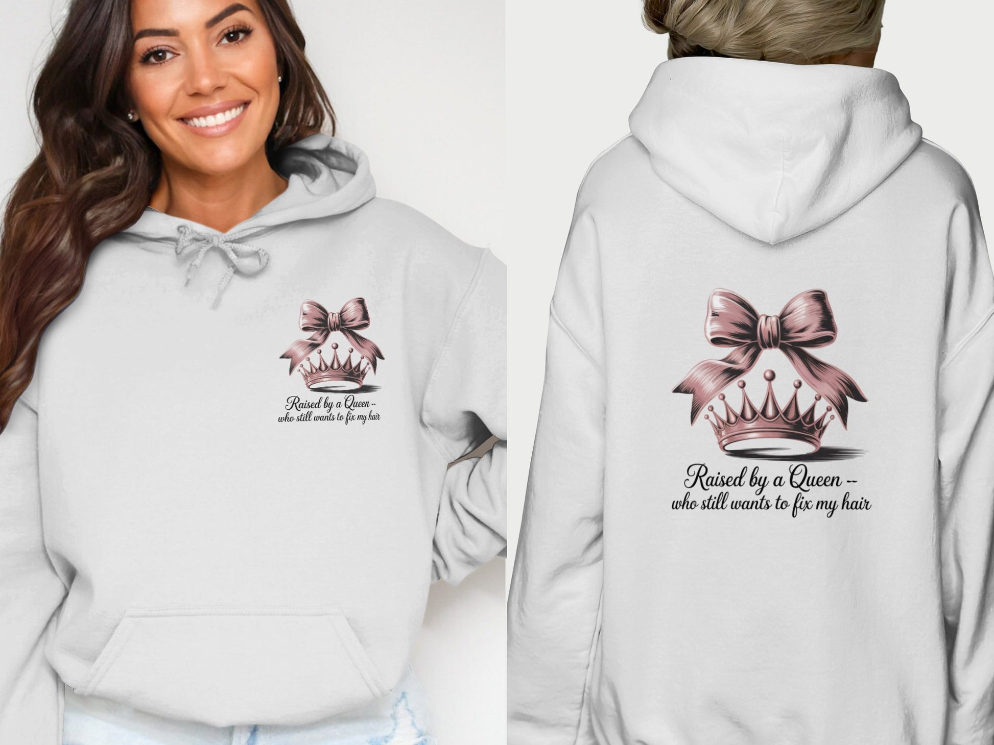 Raised By A Queen With Bow Crown Hoodie product type