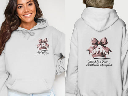 Raised By A Queen With Bow Crown Hoodie product type