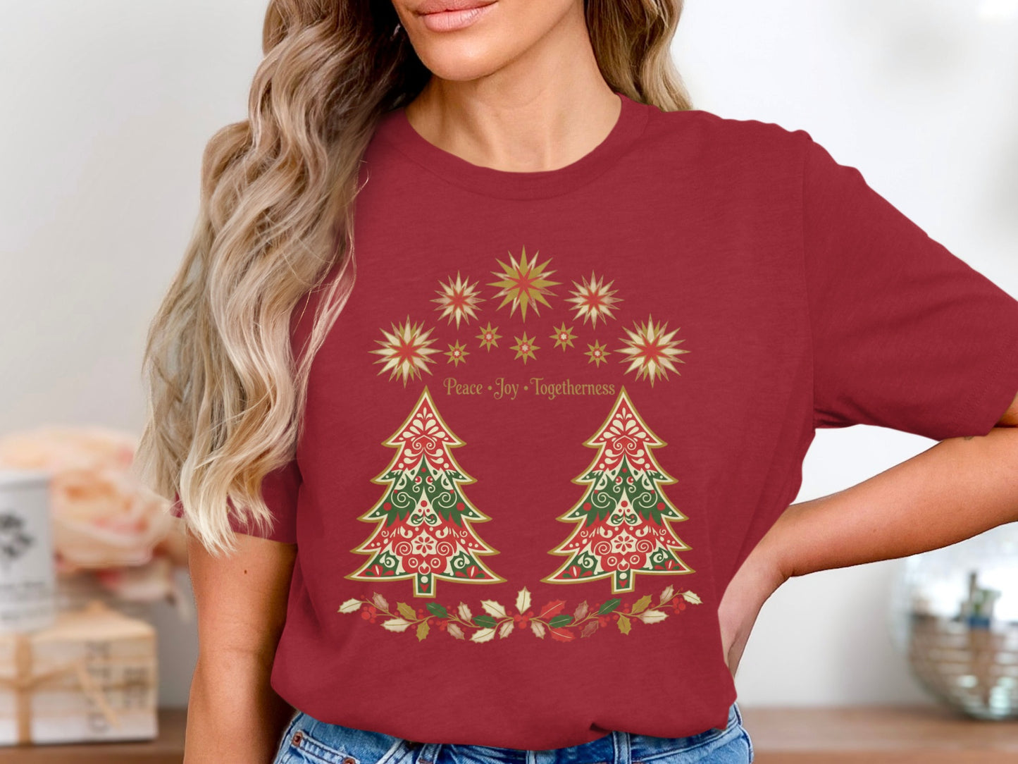 Festive Christmas Trees Peace Joy Togetherness Shirt