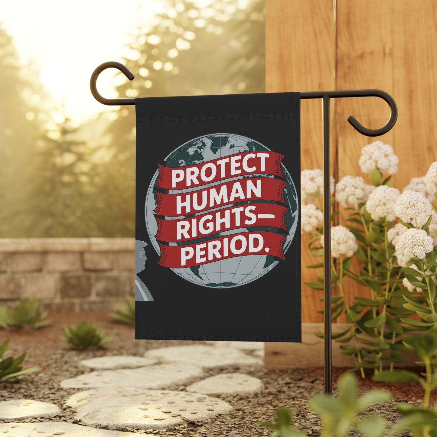 Protect Human Rights Garden Flag — "Protect Human Rights. Period." Political Outdoor Banner