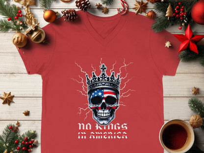 Patriotic Skull Graphic Design No Kings In America Shirt