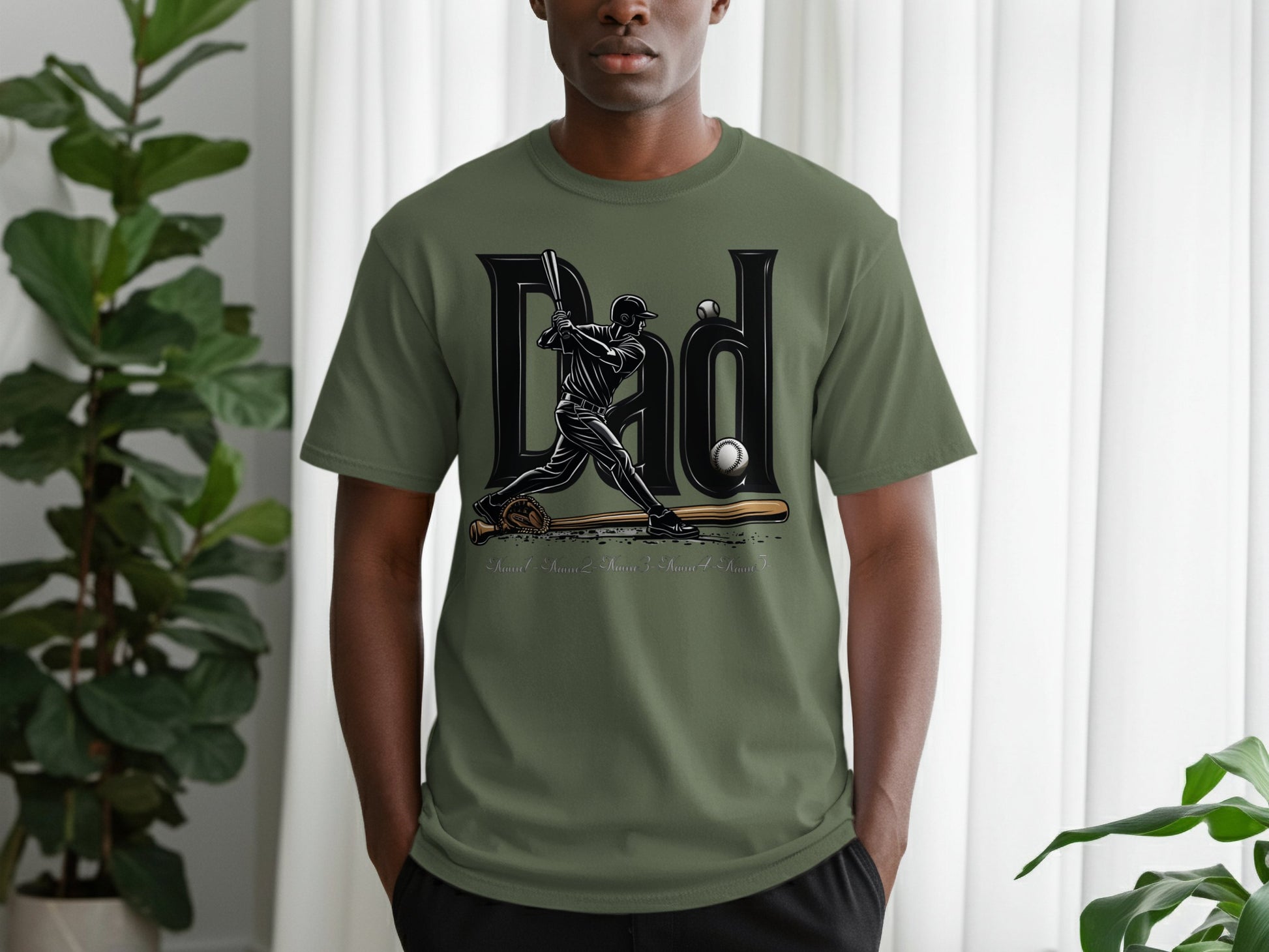 Dad Baseball Graphic Print Green T-shirt product type