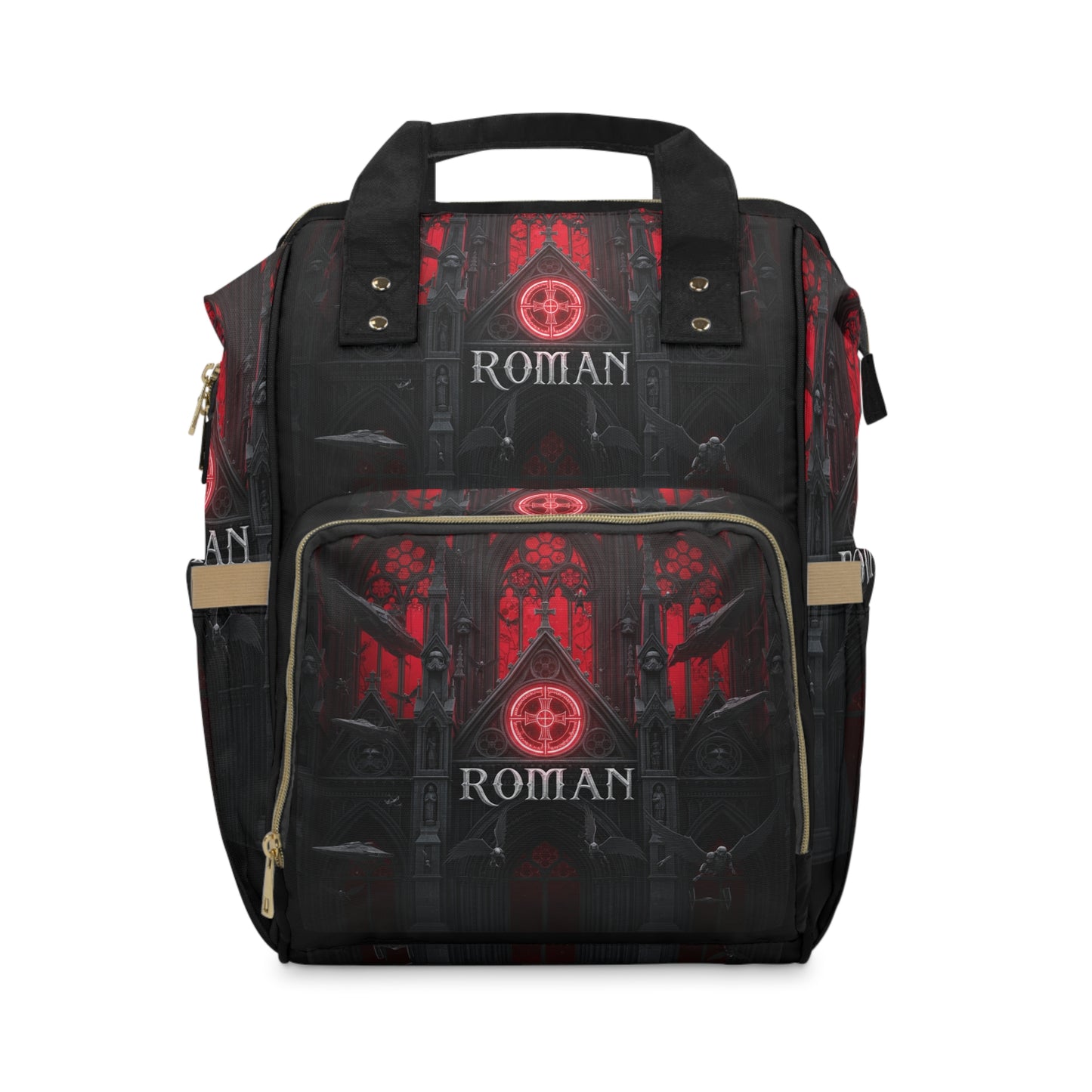 Diaper Backpack — Gothic Roman Cathedral Red & Black Multifunctional Baby Bag