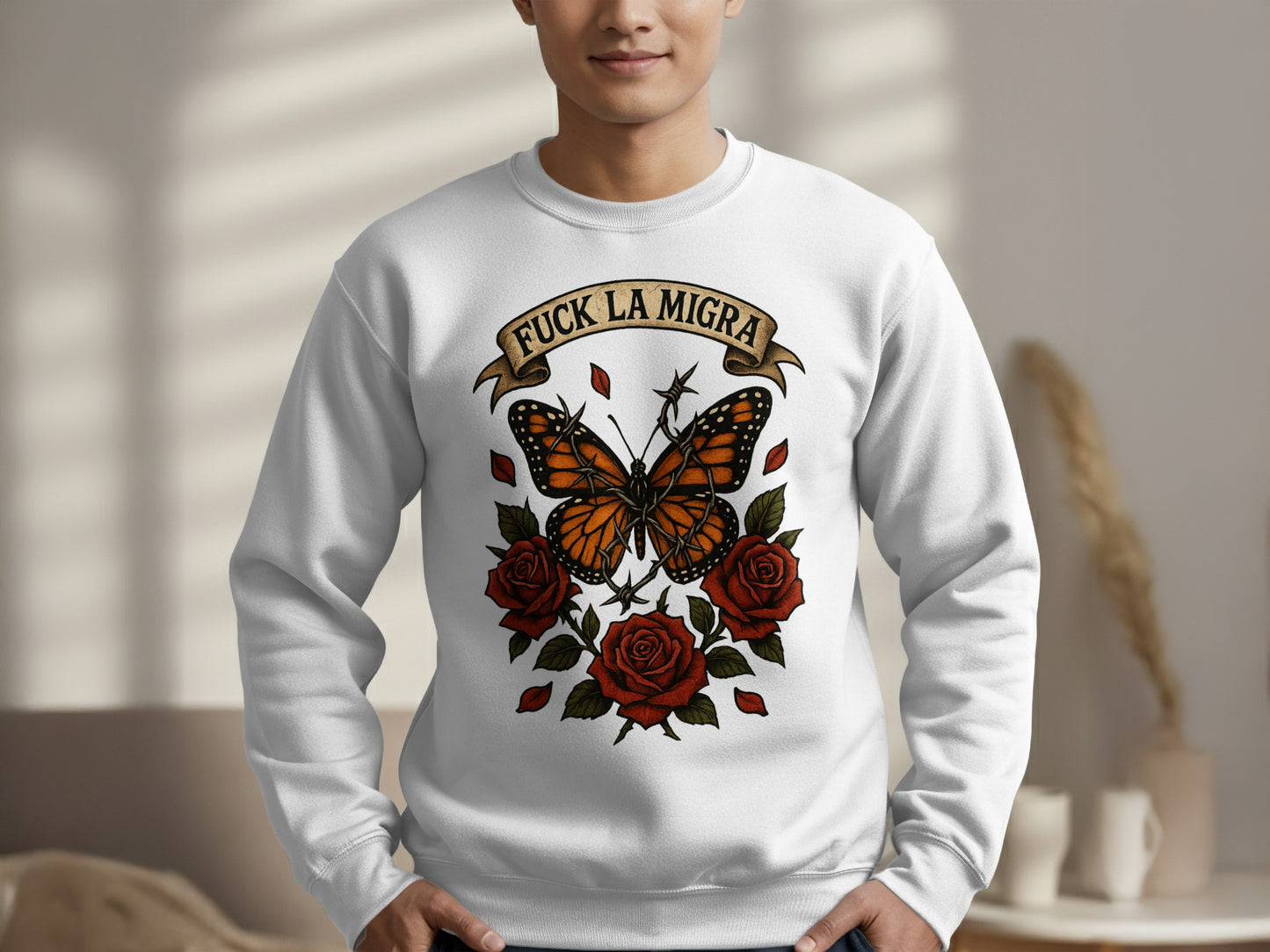 Fuck La Migra Butterfly and Roses Artwork product type