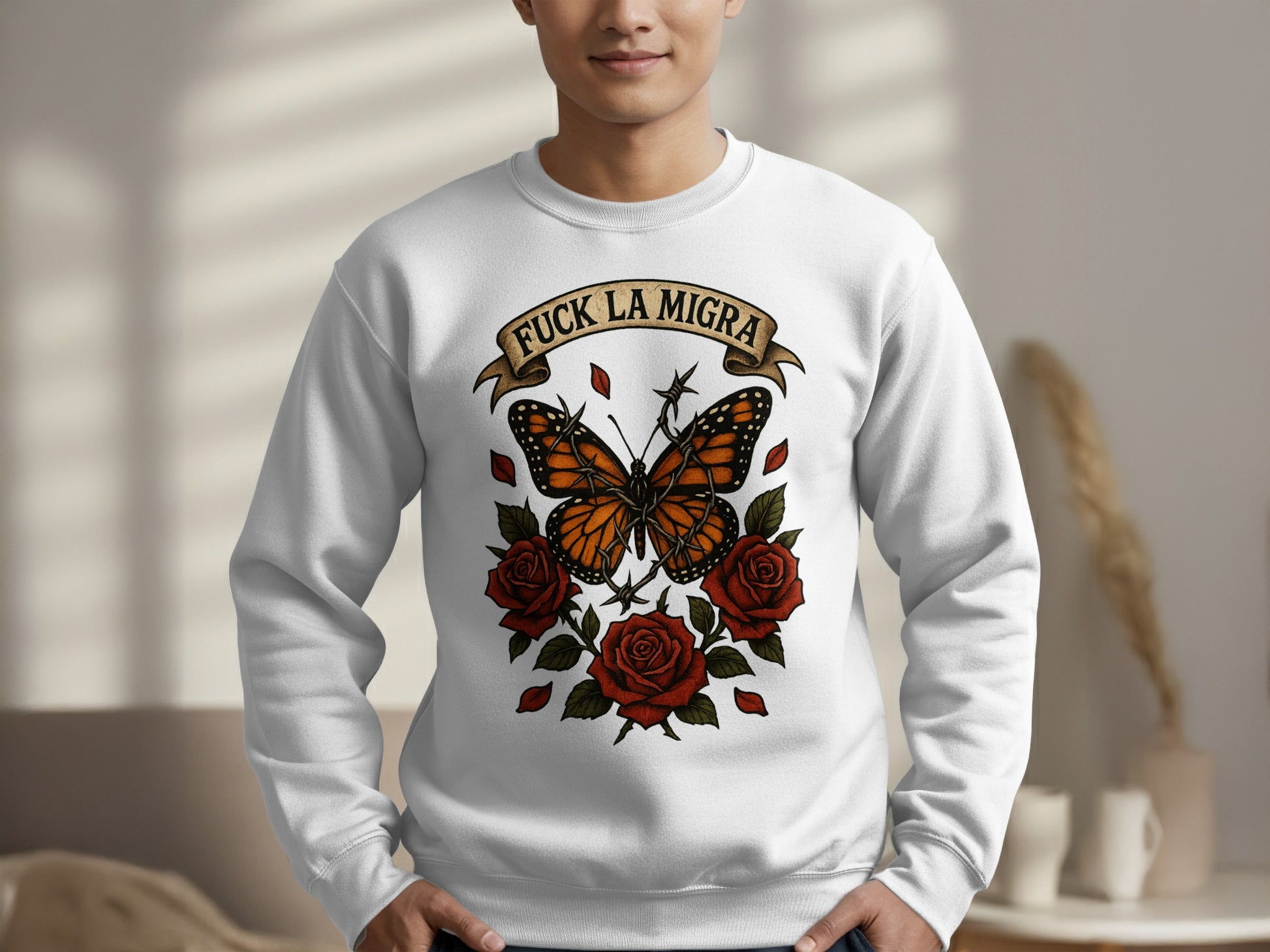 Fuck La Migra Butterfly and Roses Artwork product type