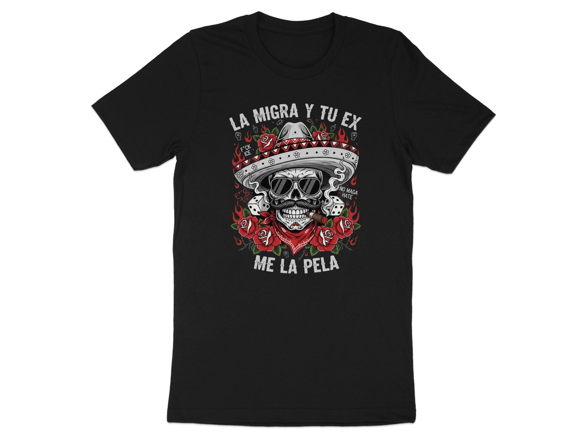 La Migra y Tu Ex Me La Pela Skull Tshirt product type