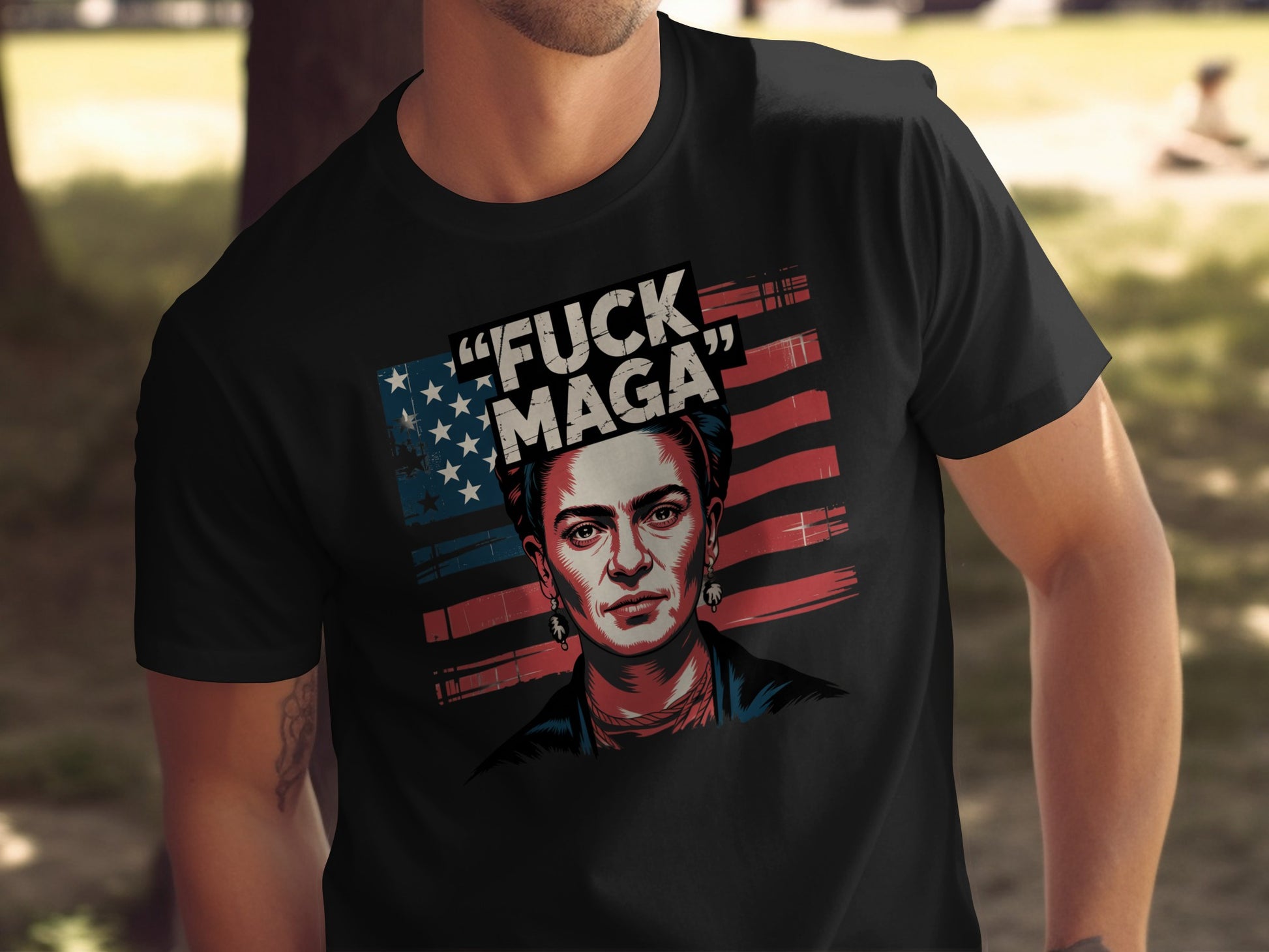 Fuck MAGA American Flag Graphic T-shirt product