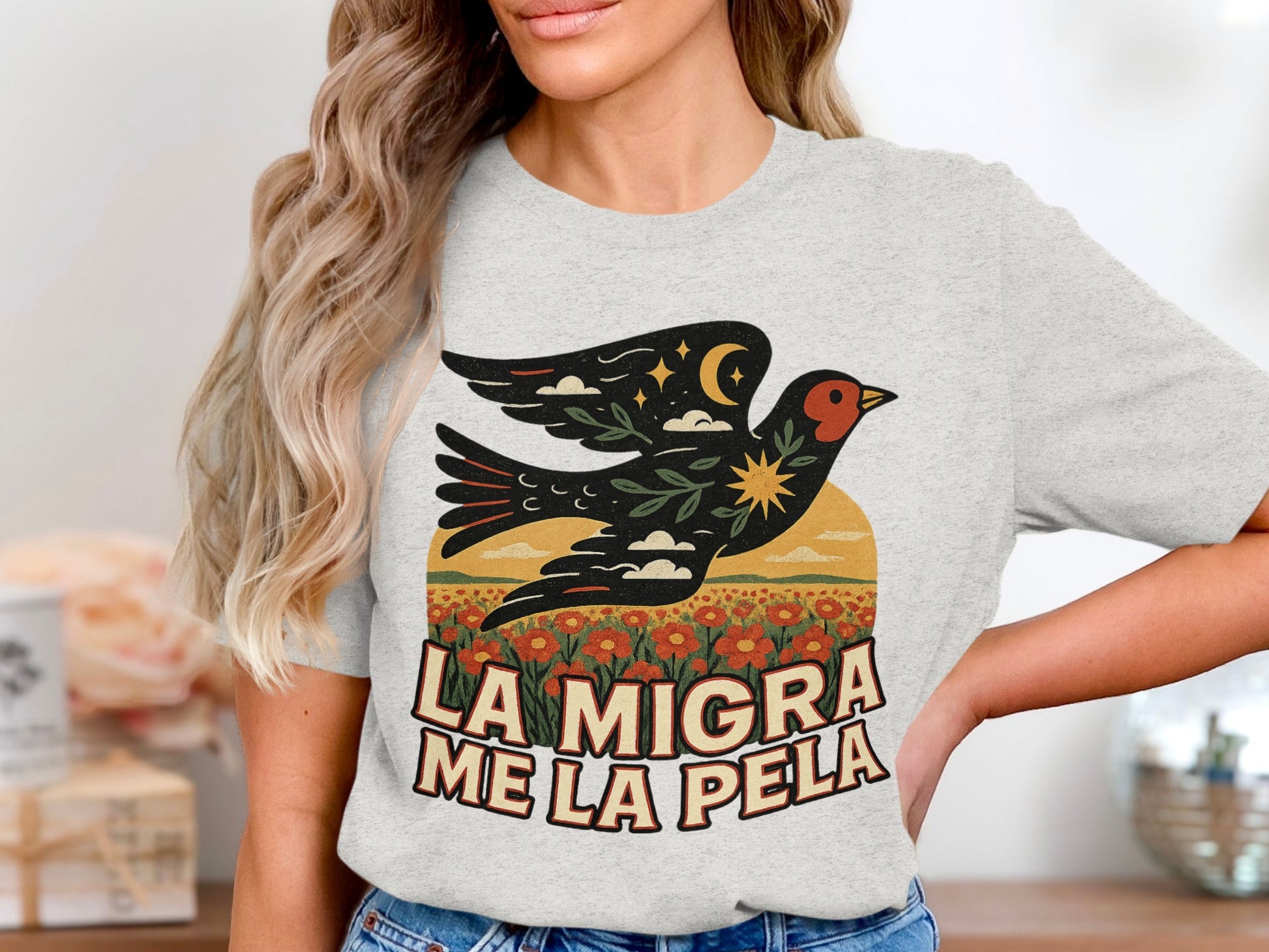 La Migra Me La Pela Bird Graphic T Shirt product type