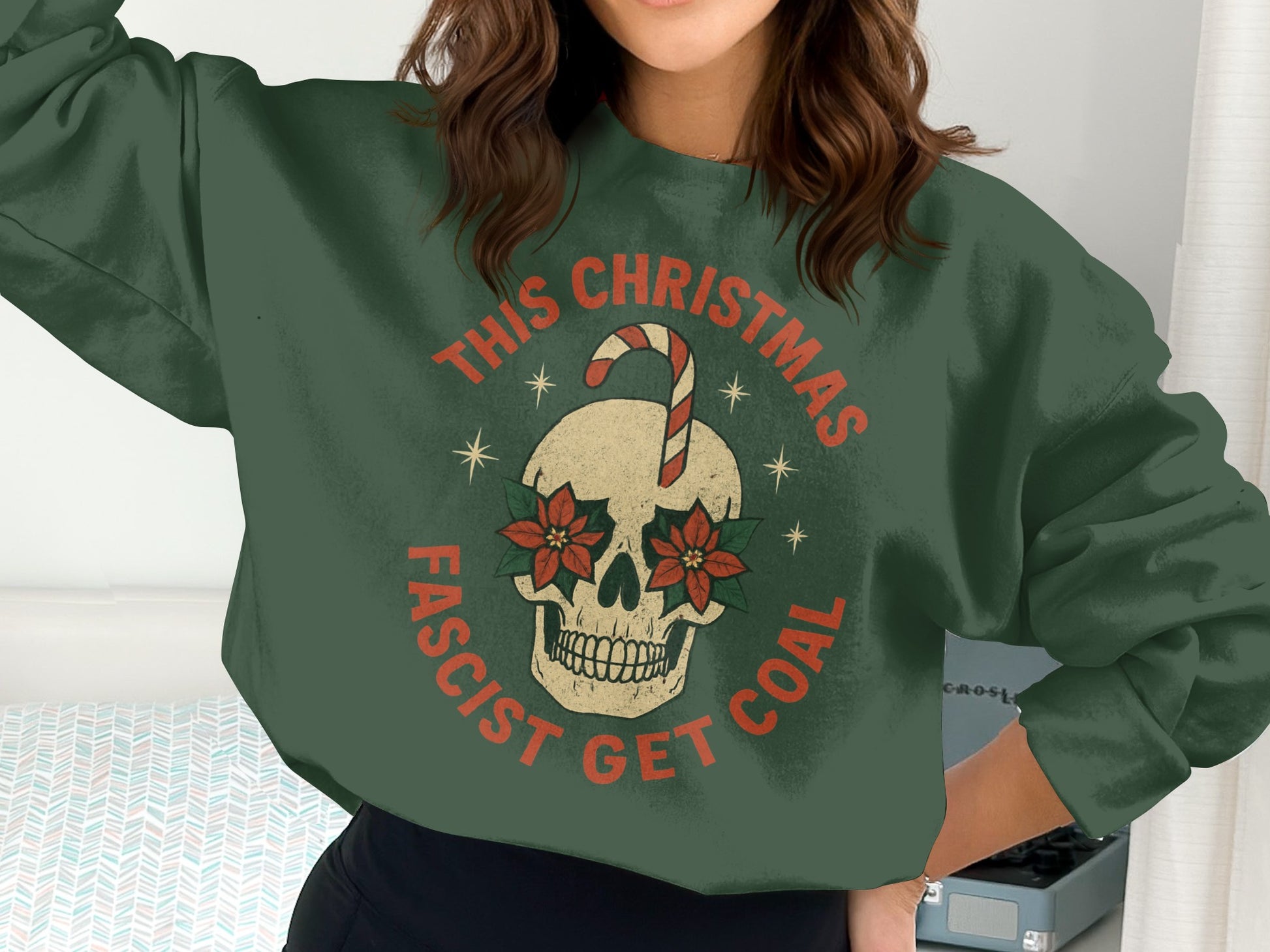 This Christmas Fascist Get Coal Skull Sweatshirt