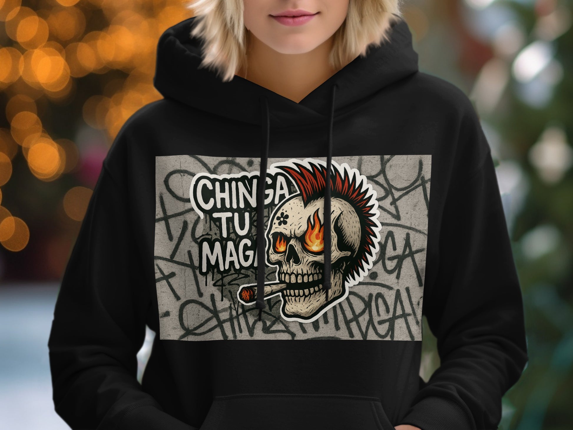 Unique Skull Graphic Punk Style Hoodie product