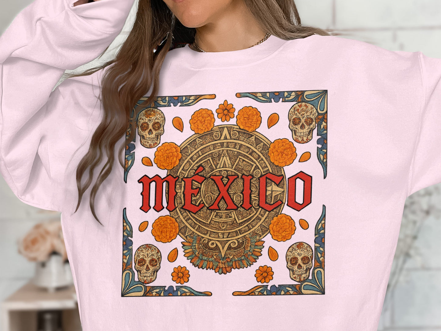 Mexico Graphic Sweatshirt With Skull Design