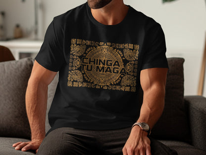 Stylish Aztec Design Chinga Tu Maga T-Shirt product
