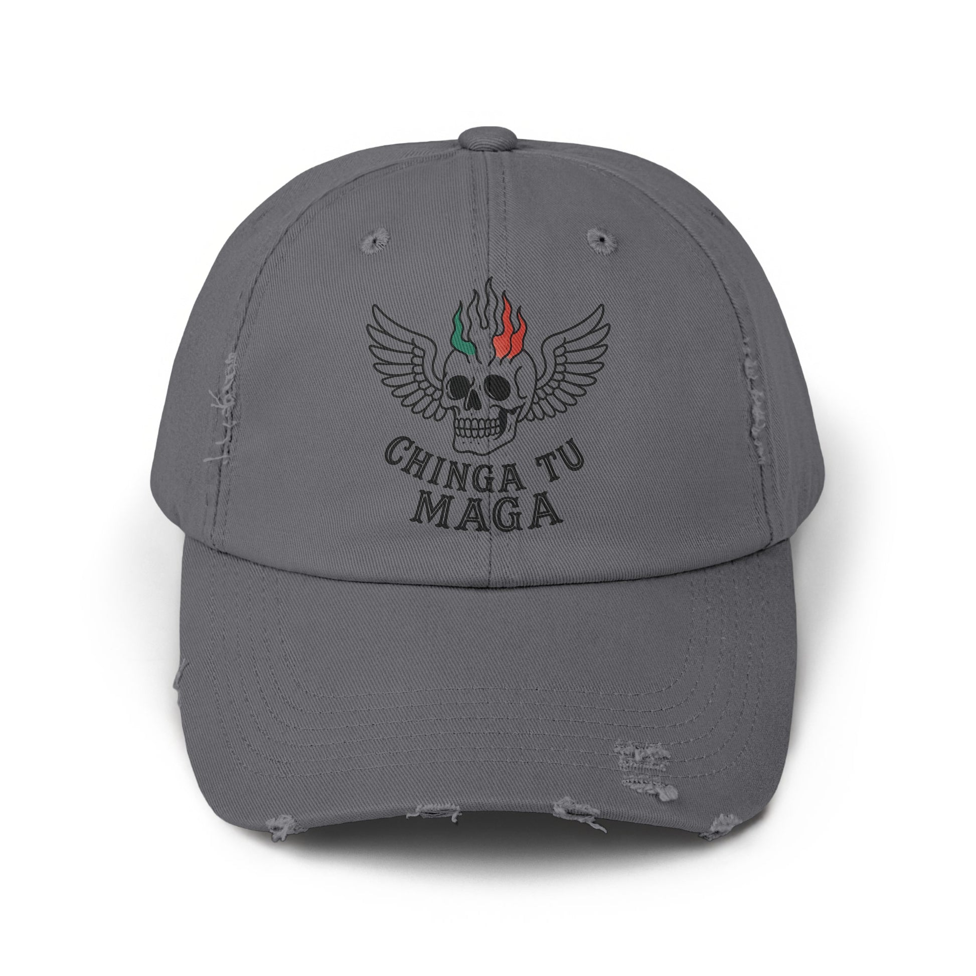 Distressed Baseball Cap with Skull Design product
