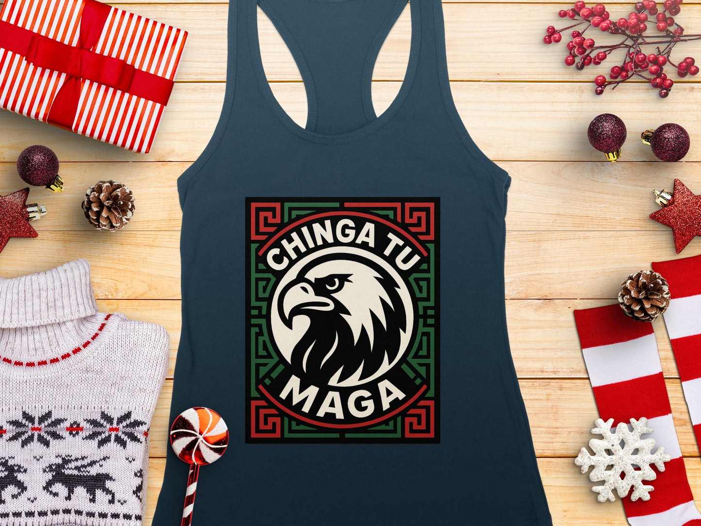 Chinga Tu Maga Eagle Graphic Design Tank Top