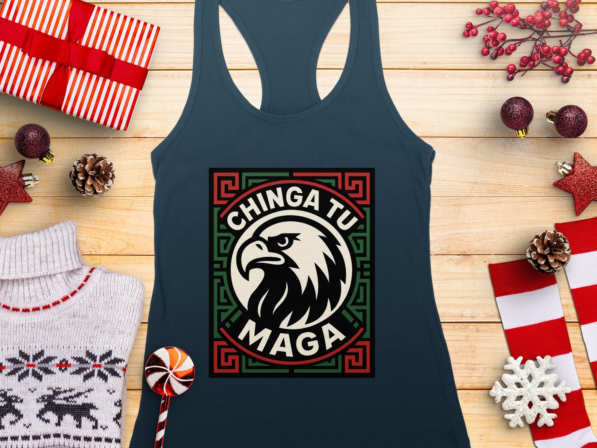 Chinga Tu Maga Eagle Graphic Design Tank Top