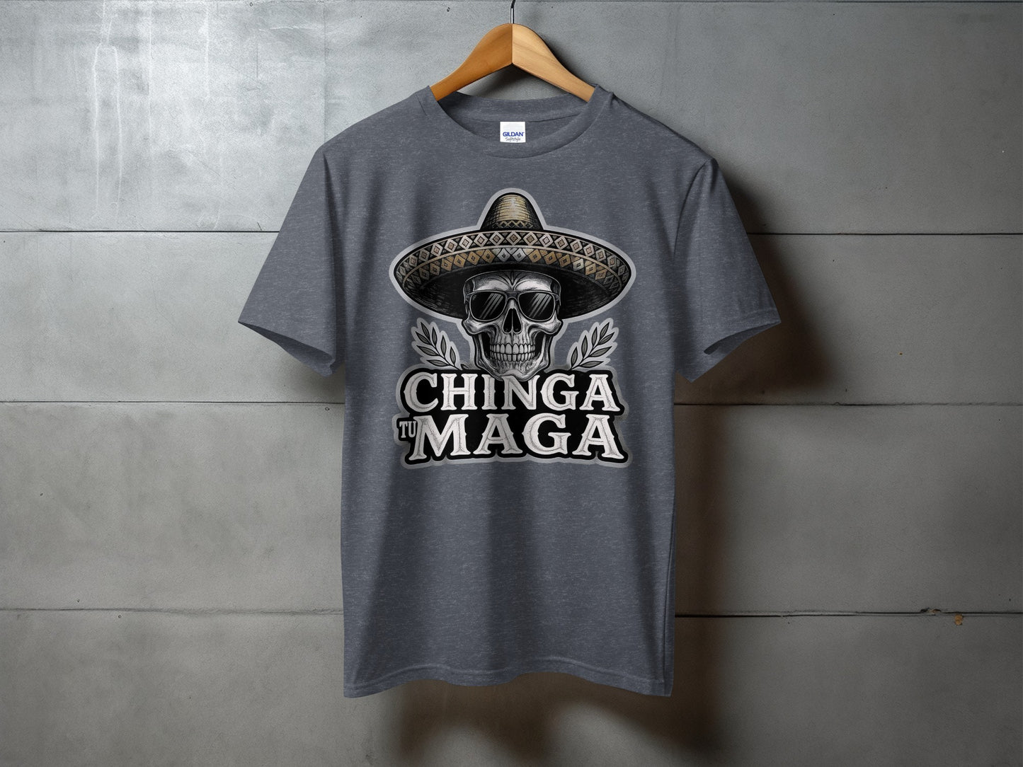 Chinga Tu Maga Skull Sombrero Graphic T-shirt product type