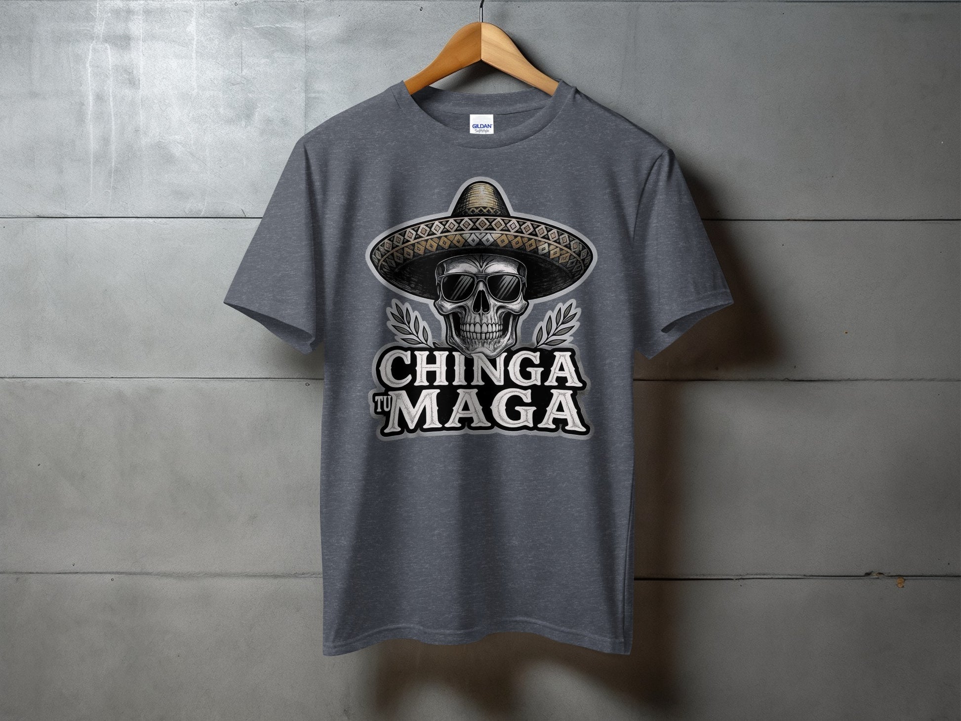Chinga Tu Maga Skull Sombrero Graphic T-shirt product type