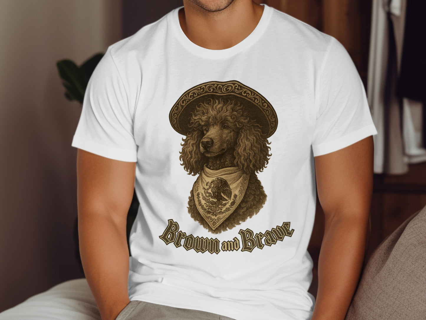 Brown and Brave Dog in Hat Graphic T-shirt product type