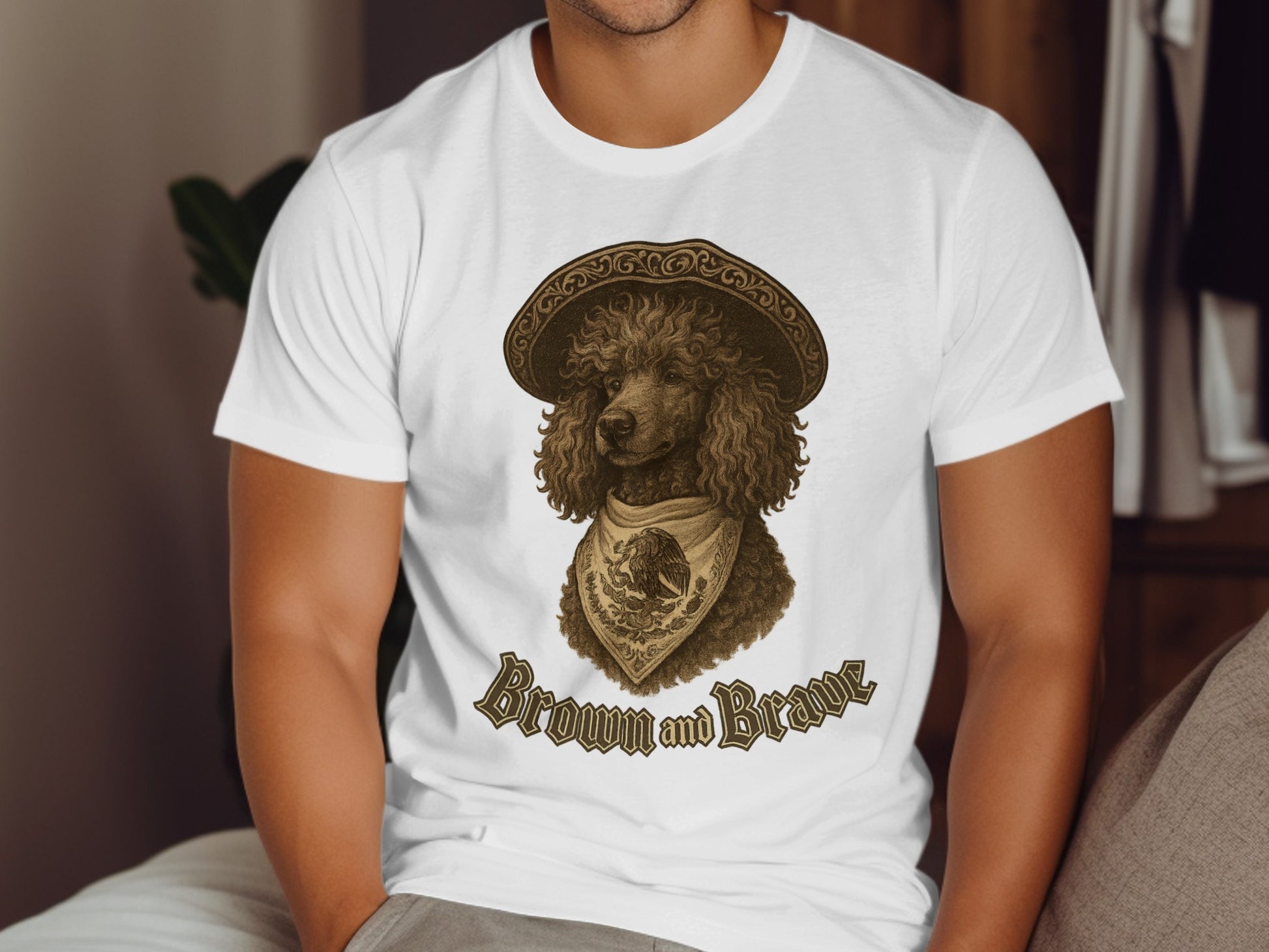 Brown and Brave Dog in Hat Graphic T-shirt product type