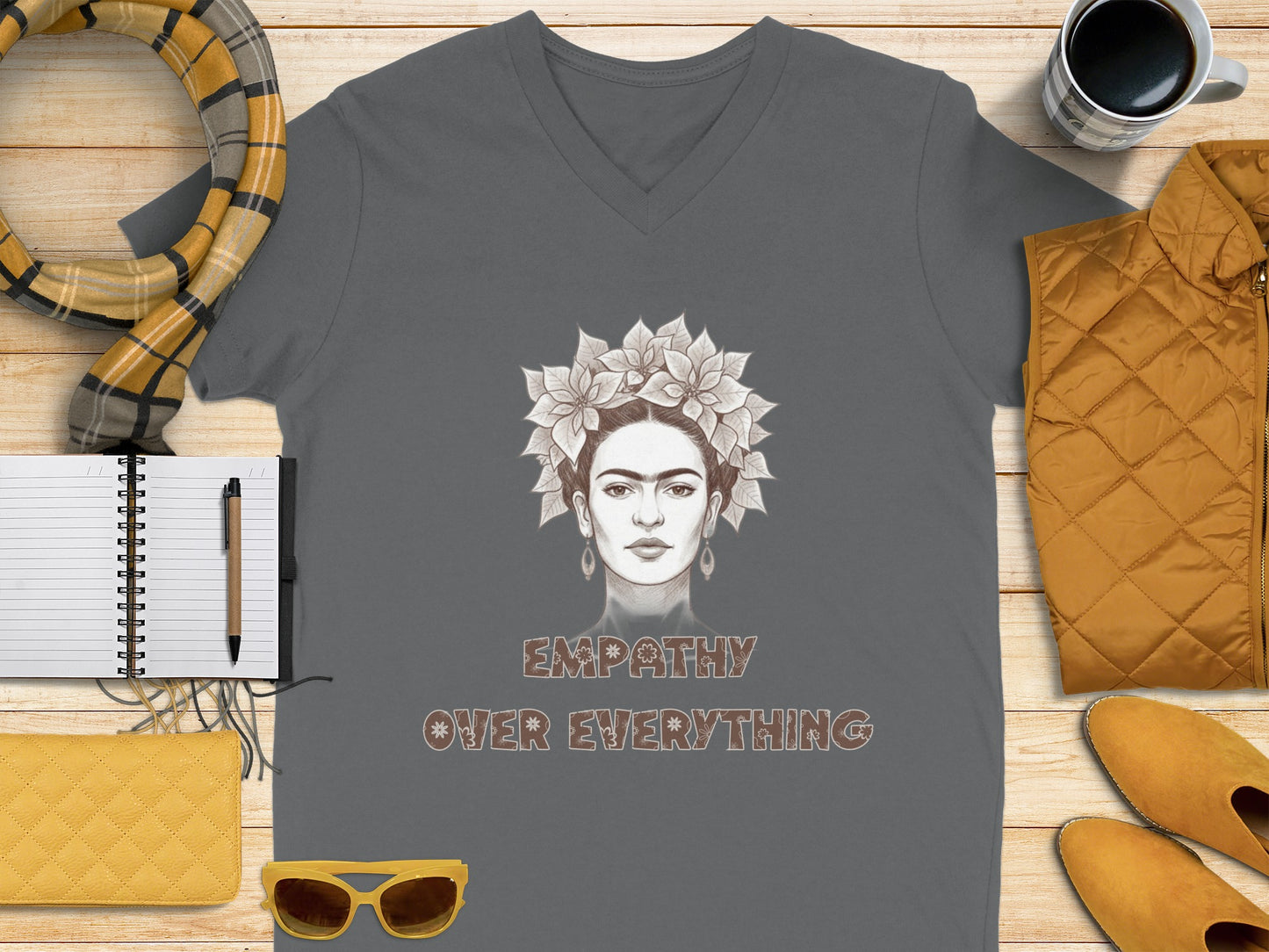 Empathy Over Everything Graphic V-Neck T-Shirt