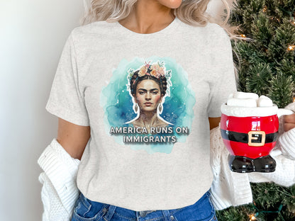 America Runs On Immigrants graphic t-shirt
