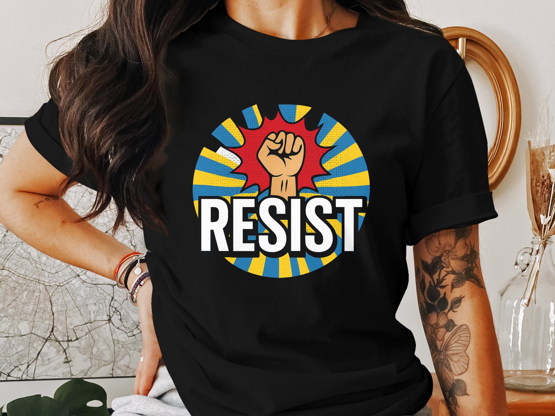 Retro Resist Fist Graphic Tee Stylish Statement product type