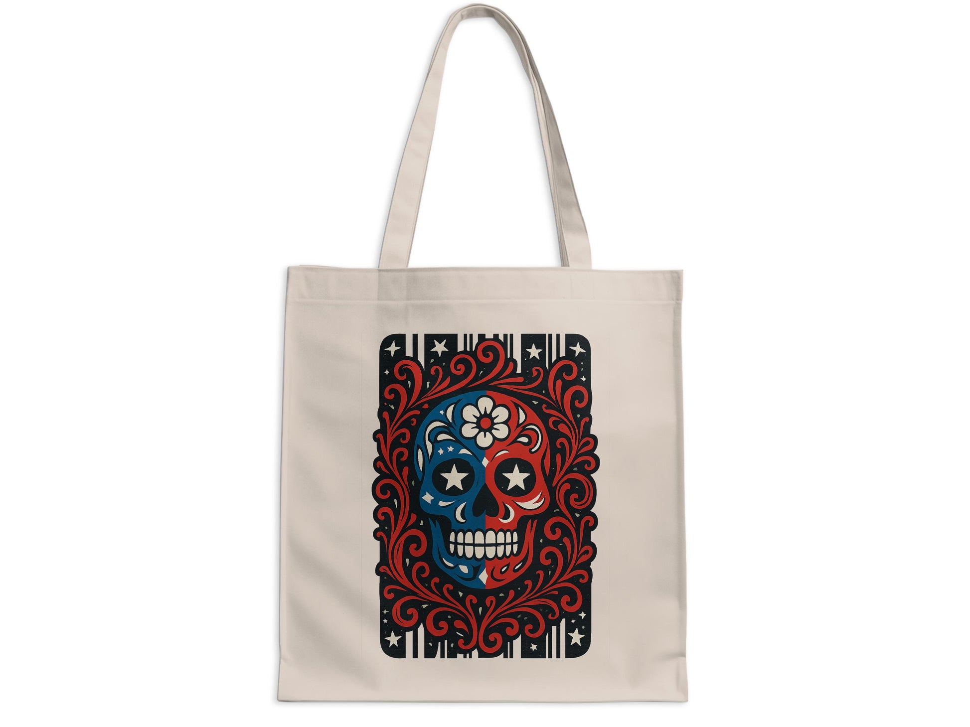 Sugar Skull with Floral Design Tote Bag product type