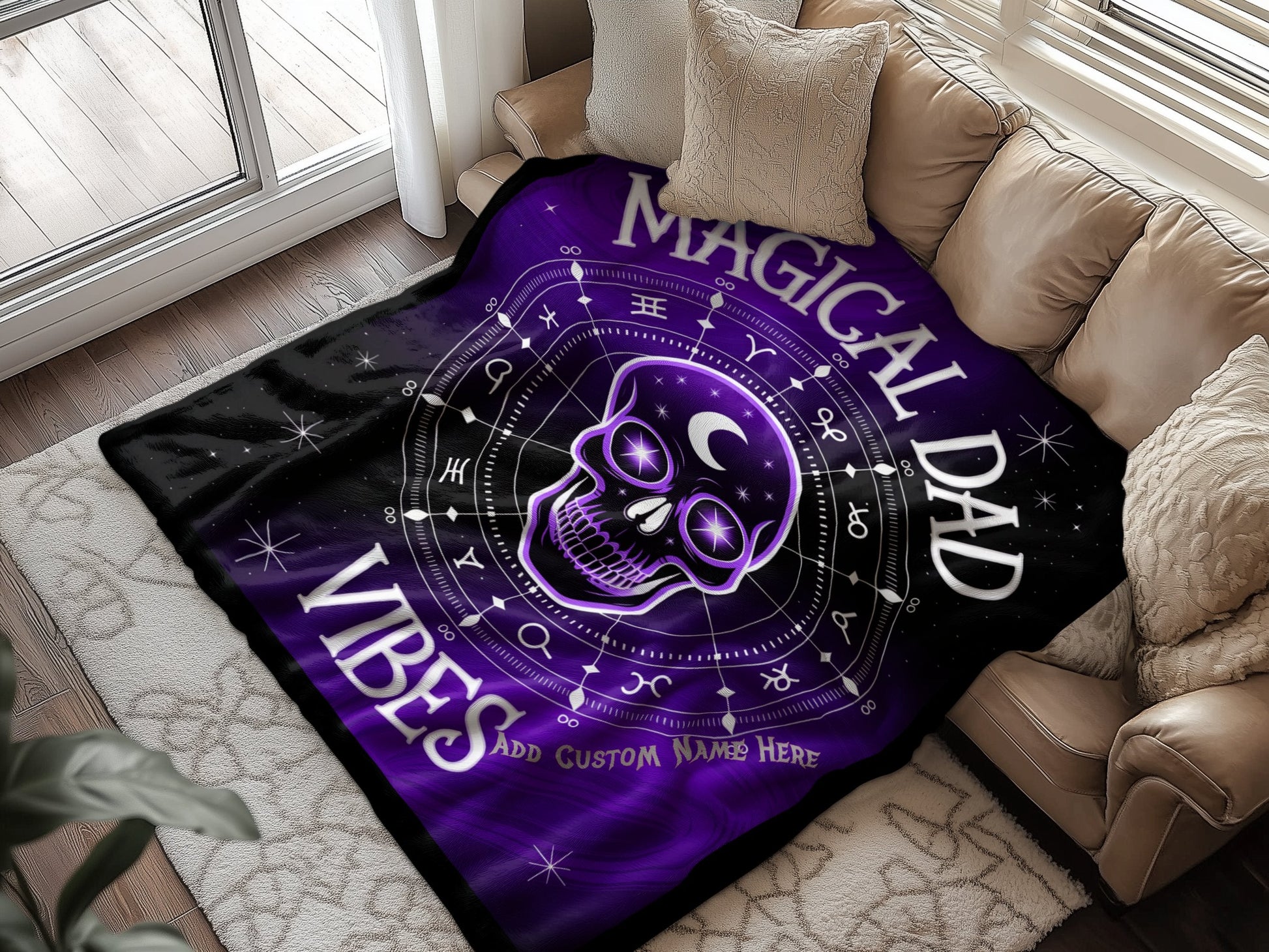 Magical Dad Vibes Skull Custom Name Blanket product