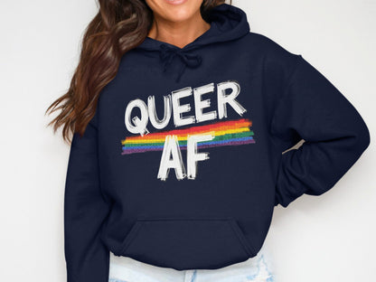 Queer AF Rainbow Graphic Design Hoodie product